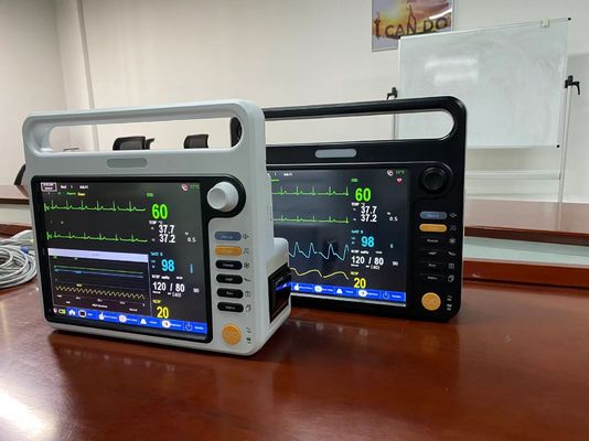 มอนิเตอร์ผู้ป่วยหลายปารามิเตอร์แบบพกพาสําหรับหัวใจ พร้อม ECG SPO2 NIBP Temp Standard