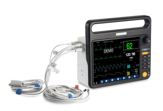 12.1 นิ้ว TFT LCD มอนิเตอร์ผู้ป่วยหัวใจระดับสูง ด้วยการวัด ECG, SPO2, NIBP, Temp, Resp