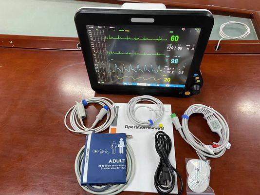 มัลติพารามิเตอร์ ICU Heart Monitor เครื่องตรวจสุขภาพในโรงพยาบาล พร้อมจอ 15 นิ้ว