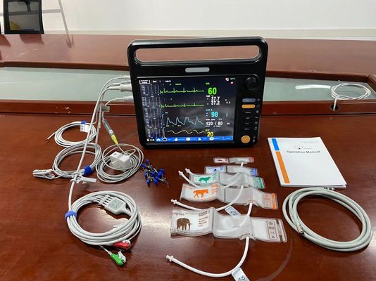 ECG NIBP SPO2 วัตกรรมแพทย์ Multiparameter มอนิเตอร์พกพาสําหรับผู้ป่วยสัตว์