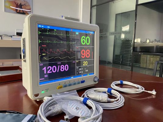 12.1 นิ้ว TFT LCD Screen โทรพกติดตามผู้ป่วยหัวใจ ECG SPO2 NIBP มอนิเตอร์สัญญาณสําคัญ