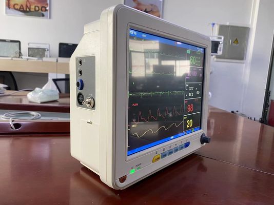 12.1 นิ้ว TFT LCD Screen โทรพกติดตามผู้ป่วยหัวใจ ECG SPO2 NIBP มอนิเตอร์สัญญาณสําคัญ